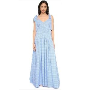 Caroline Constas Elle Dress Maxi Gingham Tie